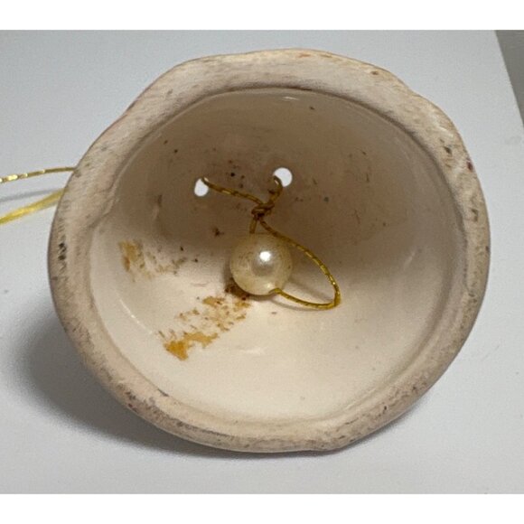 Ceramic Christmas Bell Ornament Miniature Candle & Holly Vintage 1.75" Tall - Picture 5 of 6